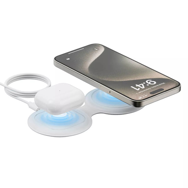 CONAIR TRAVEL SMART 2 DEVICE MAGNETIC 15W WIRELESS CHARGER - WHITE - Like New