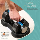 LIFEPRO Adjustable Dumbbells 5-25 lbs with Rack - Black - Like New