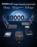 NUXGAL POWER PORTABLE CHARGER 60000MAH POWER BANK - 22.5W FAST CHARGING - BLACK - Like New