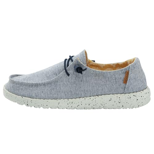 Hey Dude Women's Wendy Chambray Lace-Up Loafer - Size 7 (W38) 24 Blue/White - Brand New