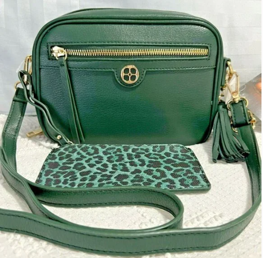 Iman Global Chic Crossbody with Wristlet and Removable Tassel IMAN764061 - Green Like New