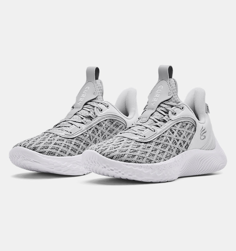 3025631 Under Armour Team Curry 9 Basketball Shoe Unisex White/Grey M6 W7.5 Like New