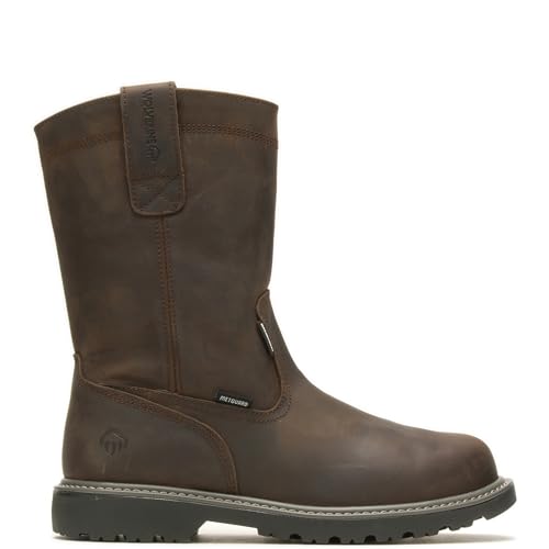 WOLVERINE MENS FLOORHAND WATERPROOF 10" STEEL TOE WORK BOOT DARK BROWN SIZE 10.5 - Like New