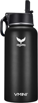 VMINI WIDE MOUTH STAINLESS STEEL & VACUUM INSULATED BOTTLE, 32OZ - BLACK - Like New