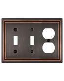 ZILLSEA METAL WALL PLATE 2 TOGGEL 1 DUPLEX SWITCH PLATES 3-GANG 1 PACK - BRONZE - Like New