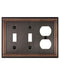 ZILLSEA METAL WALL PLATE 2 TOGGEL 1 DUPLEX SWITCH PLATES 3-GANG 1 PACK - BRONZE - Like New