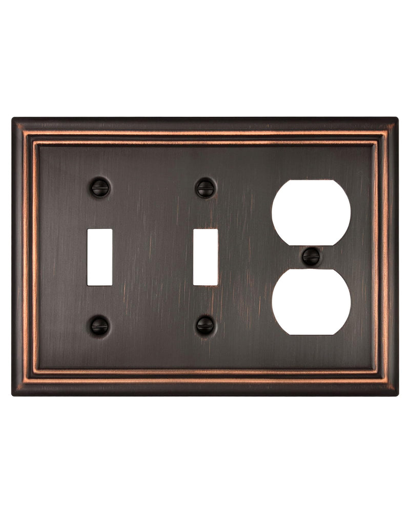 ZILLSEA METAL WALL PLATE 2 TOGGEL 1 DUPLEX SWITCH PLATES 3-GANG 1 PACK - BRONZE - Like New
