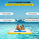 VEVOR INFLATABLE FLOATING DOCK 6 X 5 FT DOCK PLATFORM 6" THICK - WHITE/YELLOW - Like New