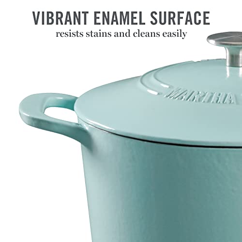 MARTHA STEWART GATWICK 7 QT ENAMEL CAST IRON DUTCH OVEN POT W LID - MARTHA BLUE - Like New