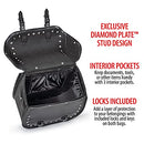 Diamond Plate Heavy Duty Waterproof PVC with Studs Motorcycle Saddlebag 6P Black - Brand New
