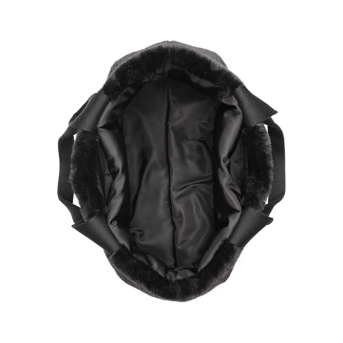 DKNY RONI FUR TOTE BAG WITH LOGO CHARM - BLACK/SILVER - Brand New