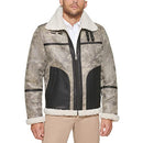 TOMMY HILFIGER MEN'S FAUX SHEARLING AVIATOR JACKET, GRAY, XX-LARGE - Like New