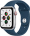 APPLE WATCH SE GPS CELLULAR 44mm SILVER ALUMINUM CASE ABYSS BLUE SPORT BAND Like New