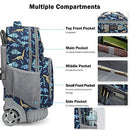Tilami Rolling Backpack 18" Wheeled Laptop Bag Pencil Case, Dinosaur - Like New