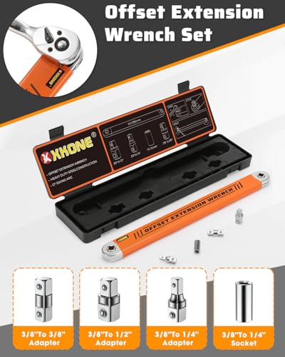 XKONE OFFSET EXTENSION WRENCH SET, 15.4" WRENCH WITH 1/4",3/8",1/2" SQUARE DRIVE - Like New