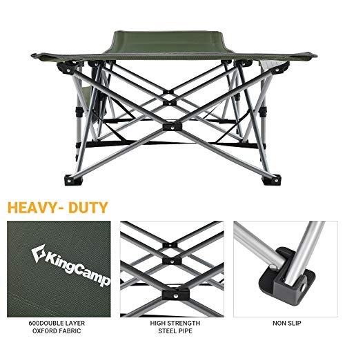 KINGCAMP FOLDING CAMPING COT 265LBS KC8005 - BLACK GREEN CHECKER - Brand New