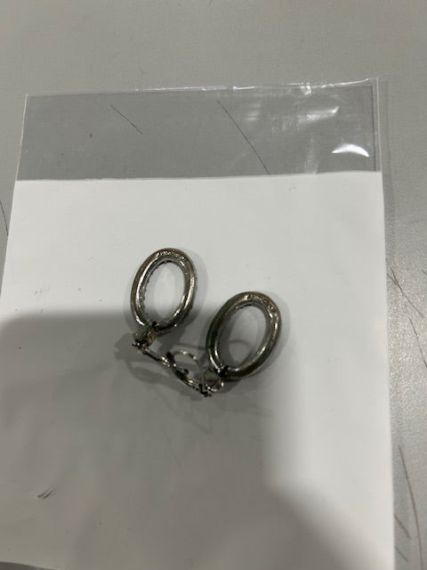 GENERIC SILVER AND BLACK OVAL EARRINGS WITH SPARKLES - SILVER AND BLACK - Like New