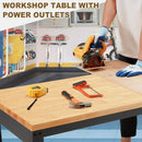 HARIPUL 48" ADJUSTABLE WORKBENCH WITH POWER OUTLETS, 2000 LBS - BURLYWOOD - Like New