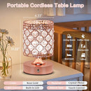 TOBUSA Crystal Cordless Rechargeable 6000mAh Table Lamp Bedside - Rose Gold - Like New