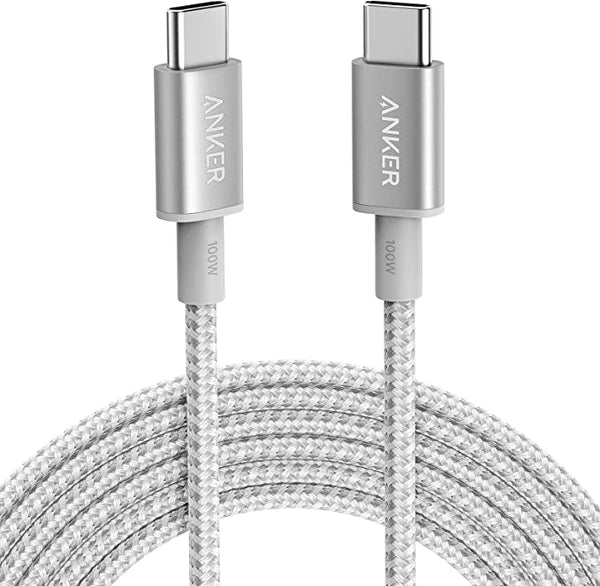 Anker New Nylon USB C to USB C Cable 100W Fast Charge Heavy Duty 10ft - Silver New