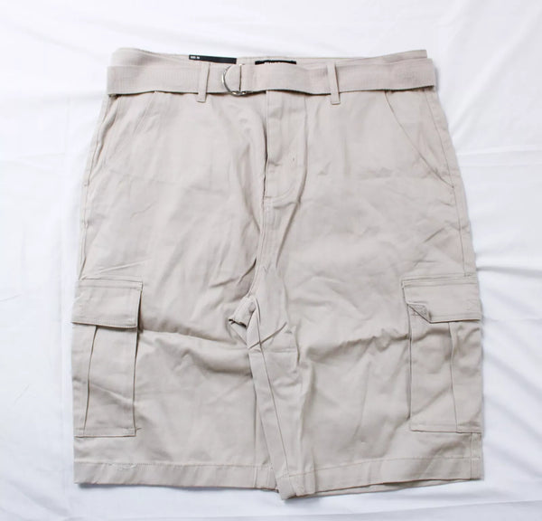 BLU ROCK NEW YORK 10" INSEAM CARGO POCKET W/BELT INCLUDED SHORTS MEN 36 - SAND - Brand New