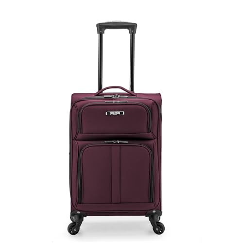 U.S. TRAVELER ANZIO SOFTSIDE EXPANDABLE SPINNER LUGGAGE CARRY-ON 22"- BURGUNDY - Brand New