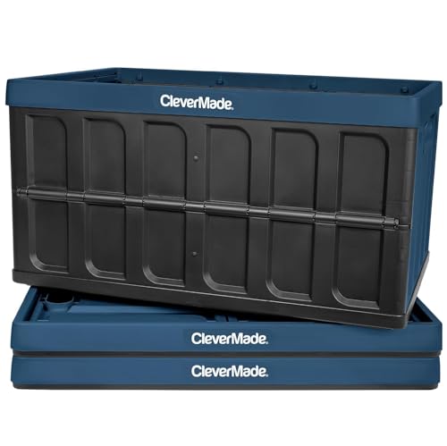 CLEVERMADE COLLAPSIBLE STORAGE BIN (NO LID) OCEAN 3PK - 62L (16 Gal) FOLDING - Like New