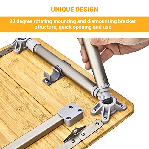 ATEPA Bamboo Folding Camping Table Height Adjustable Lightweight - Like New