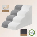 EHEYCIGA CURVED DOG STAIRS RAMP, 4-STEP HIGH BEDS, 19.7" H PET STEP - GREY - Brand New