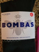 BOMBAS HONEYCOMB UNISEX CREW SOCKS - SIZE: MEN M - BLACK/GRAY - Brand New