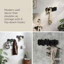 Umbra Sticks Wall-Mounted Coat Rack Rail Hook with 5 Retractable Pegs - Black - Brand New
