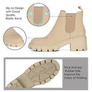 ATHLEFIT WOMEN'S CHELSEA BOOTS LUG SOLE CHUNKY HEEL ELASTIC SIZE 6 NUDE - Brand New