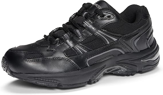 VIONIC MEN'S LEATHER TEXTILE FASHION TRAINERS WIDE WIDTH - SIZE: MEN 10W - BLACK - Like New