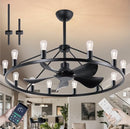 COCOSTAR Wagon Wheel Ceiling Fan with Lights Large Farmhouse Ceiling Fan - Brand New