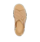 NL5219-246 SOREL WOMEN'S REIN CB CRISS CROSS SANDALS SIZE 8 BEIGE BLACK - Like New