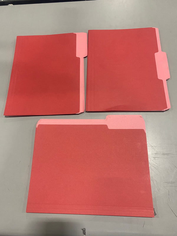 OFFICE DEPOT® BRAND 2-TONE FILE FOLDERS, 1/3 CUT, LETTER SIZE,PACK OF 24 - RED - Like New