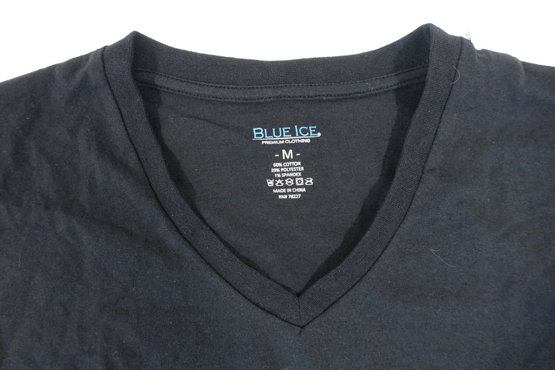 BLUE ICE MEDIUM STRETCH VNECK TSHIRT MENS - BLACK - Brand New