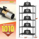 REIBII 5-TIER ADJUSTABLE WIRE SHELVING UNIT, 21.5″ WIDE STORAGE RACK - BLACK - Like New