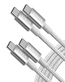 ANKER USB C TO C CABLE, TYPE C 60W FAST CHARGING CABLE (6FT, 2PACK) - SILVER - Like New