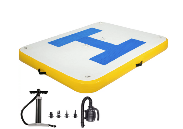 VEVOR Inflatable Floating Dock 6x5 ft w/ Electric Air Pump - WHITE/YELLOW/BLUE - Like New