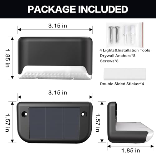 BKBB PPBB 4PCS SOLAR STEP LIGHTS WATERPROOF LED SOLAR LIGHTS RDL-4P - BLACK - Like New