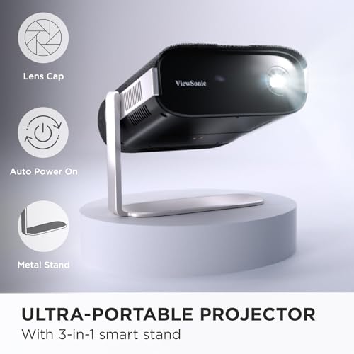 VIEWSONIC M1X PORTABLE LED PROJECTOR WITH SMART STAND, VS19530 - BLACK/SILVER - Like New