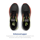 BROOKS MEN GHOST 16 NEUTRAL RUNNING SHOE SIZE MEN 11.5W BLACK/RED/GREEN - Like New