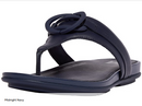 FITFLOP GRACIE RUBBER-BUCKLE LEATHER TOE-POST WOMEN'S SANDALS 6.5 MIDNIGHT NAVY - Like New