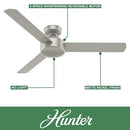 HUNTER 50812 PRESTO 52 INCH 3 BLADE CEILING FAN IN MATTE NICKEL - MATTE NICKEL - Like New
