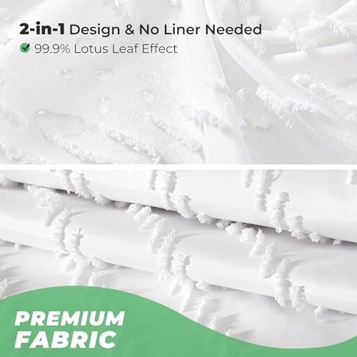 TURKIO BOHO FABRIC SHOWER CURTAIN 72 X 72 INCHES MODERN SHABBY CHIC - WHITE - Like New