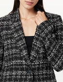 SNK500A THE DROP WOMEN'S BLAKE LONG BLAZER BLACK/WHITE/Black Boucle XS - Brand New