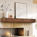 60" FIREPLACE MANTEL 5" THICK HANDMADE HOLLOW SOLID WOOD WALL LONG - BROWN - Like New