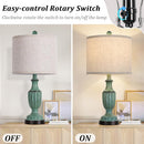 TOBUSA 22" Farmhouse Resin Table Lamps Set of 2 Rustic Nightstand Lamps Green - Like New