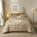 AMWAN COMFORTER SET FULL SIZE 3 PIECE FARMHOUSE KHAKI AMV002KF - KHAKI - Brand New